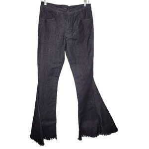 Wisteria Lane Womens Black flare leg bell bottoms distressed hem size Large